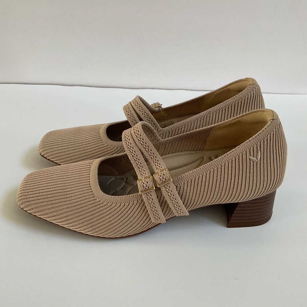 Vivaia Melody Pro Mary Jane Pump 39.5 US 8.5 In Almond Arch Support Knit Comfort